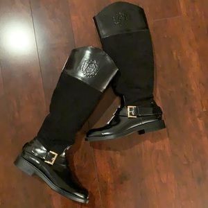Zara black leather tall boots